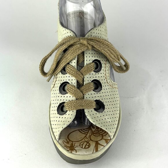 Fly London Perforated Leather Wedge Sandals - Chic and Comfortable. sz. 9.5/40 - Picture 3 of 12